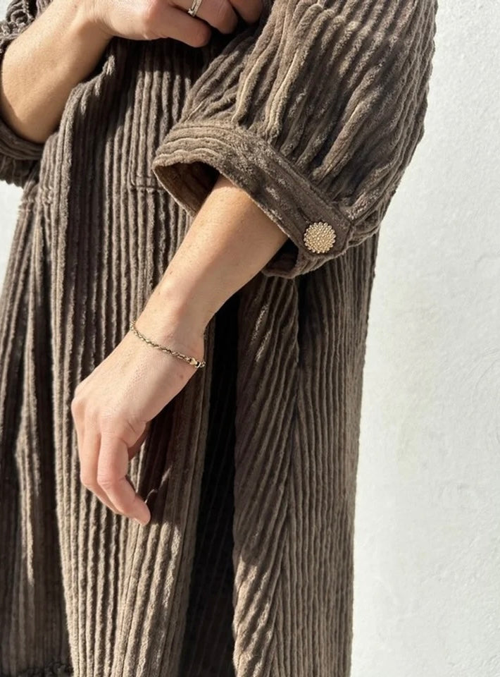 Gaspar 2510704 Rio corduroy kjole taupe