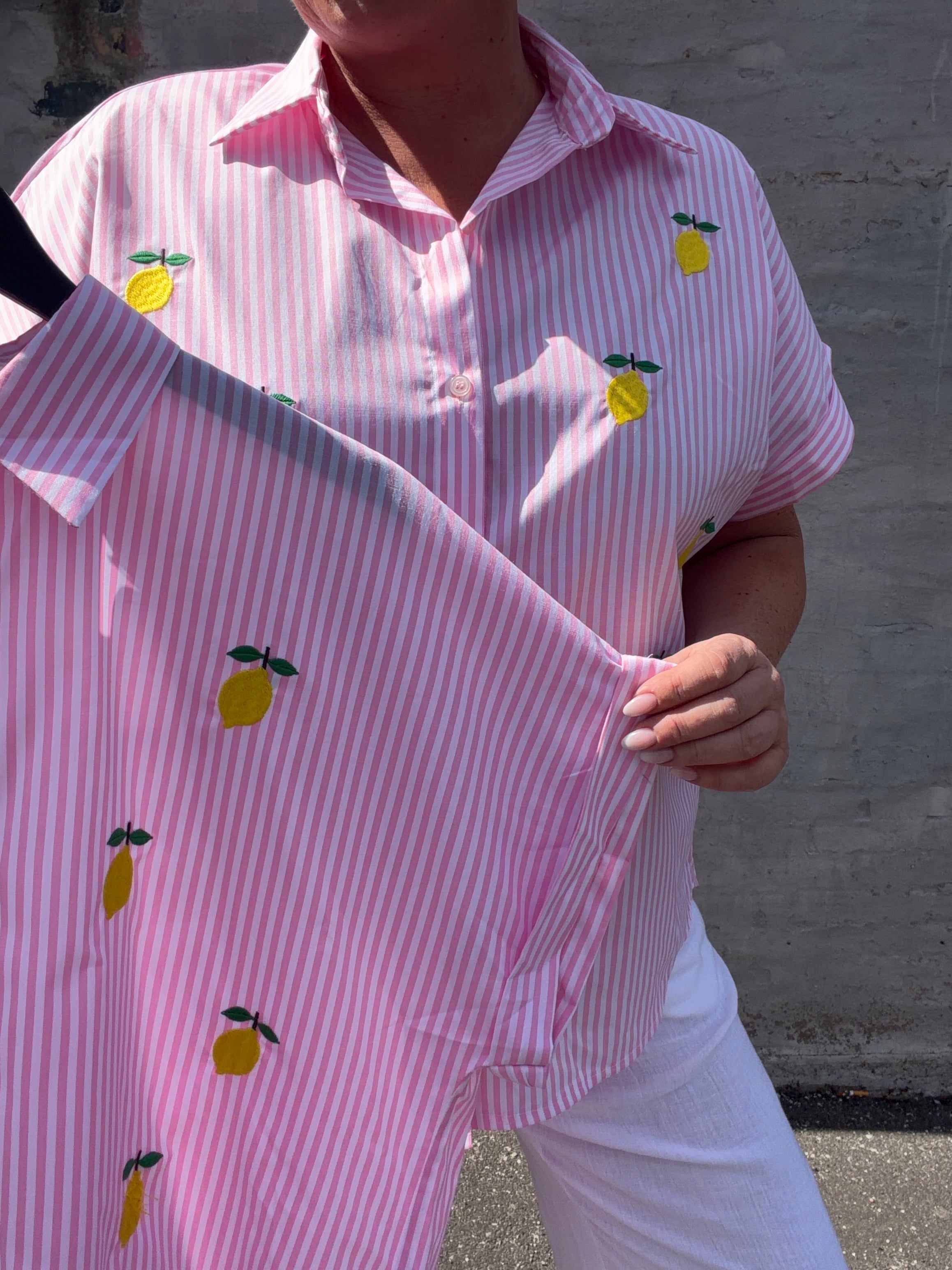 Astrid lemon shirt stripe pink