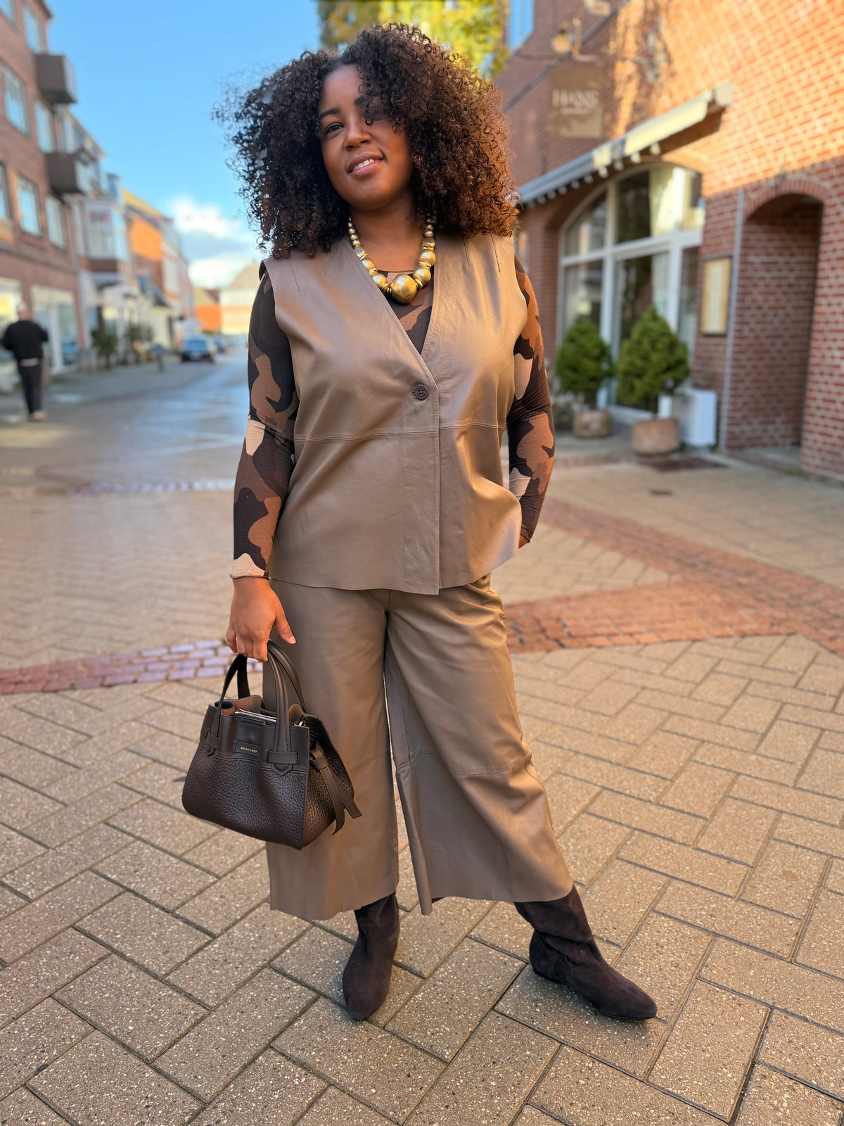 Depeche 51462 leather Lucindia vest taupe