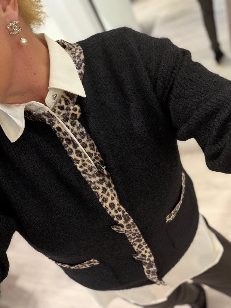 Qnuz 8968 Ribena cardigan leo black