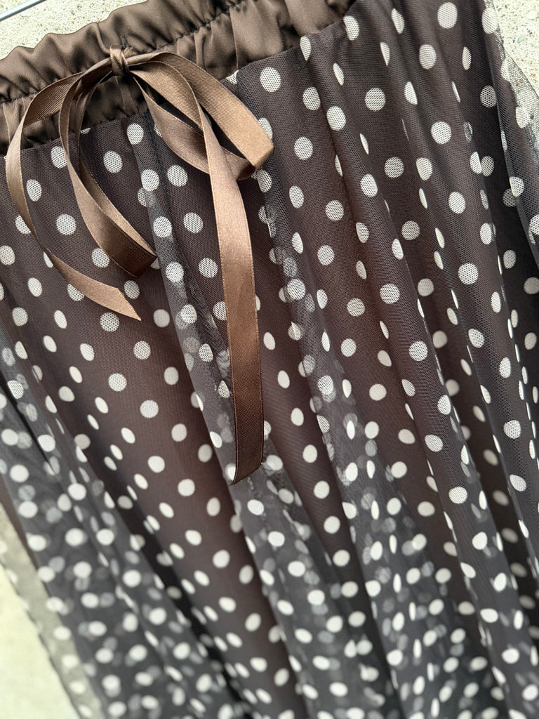 Qnuz 9239 Lux skirt tyl dots brown
