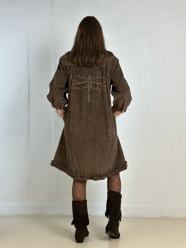 Gaspar 2510704 Rio corduroy kjole taupe