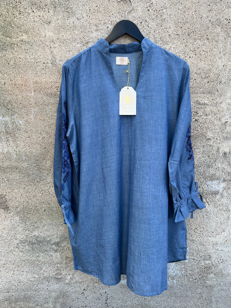 WAUW 10104 Chambray Wilma tunic blue