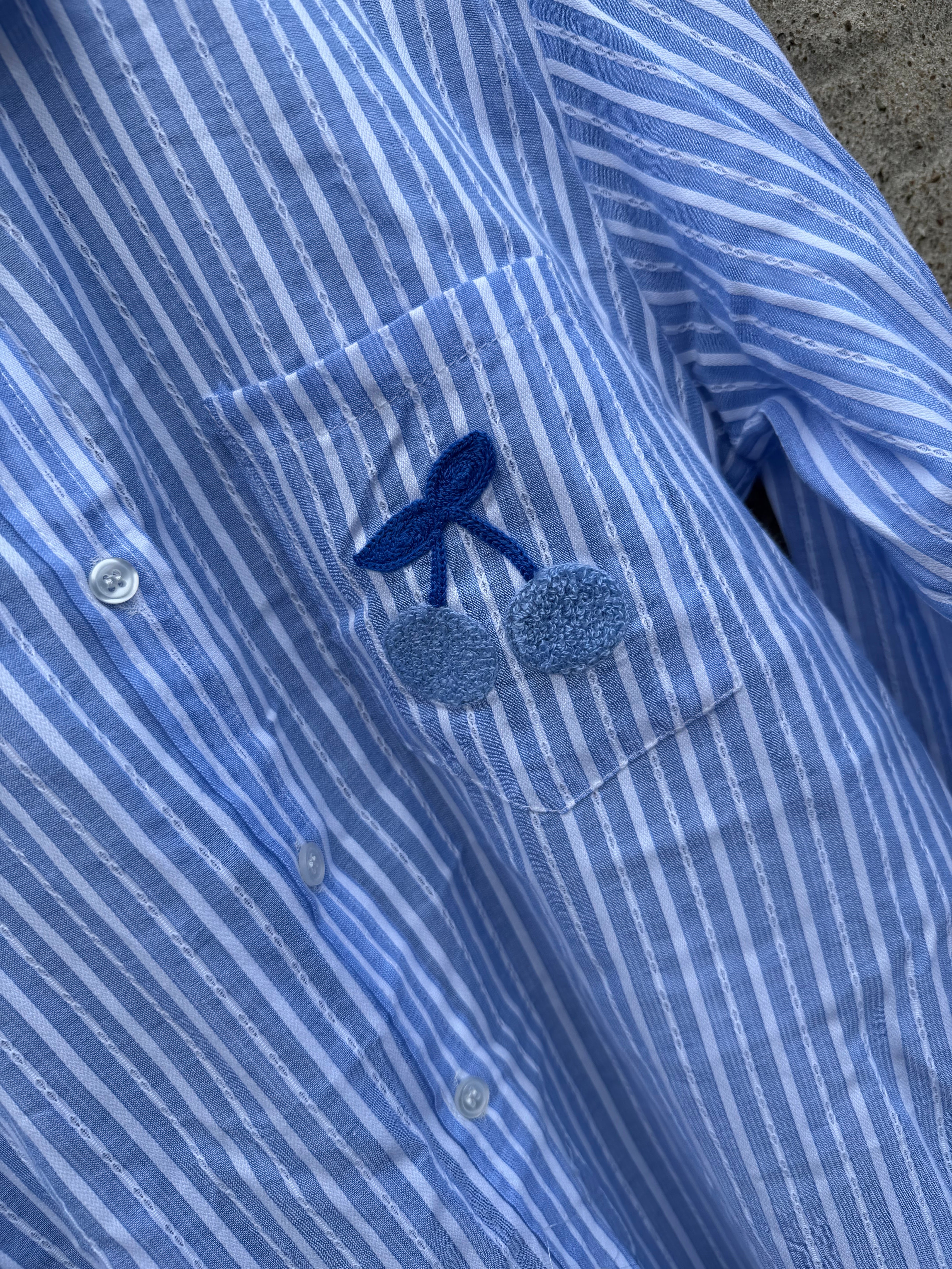 By Engbork Cherry shirt stripe blue
