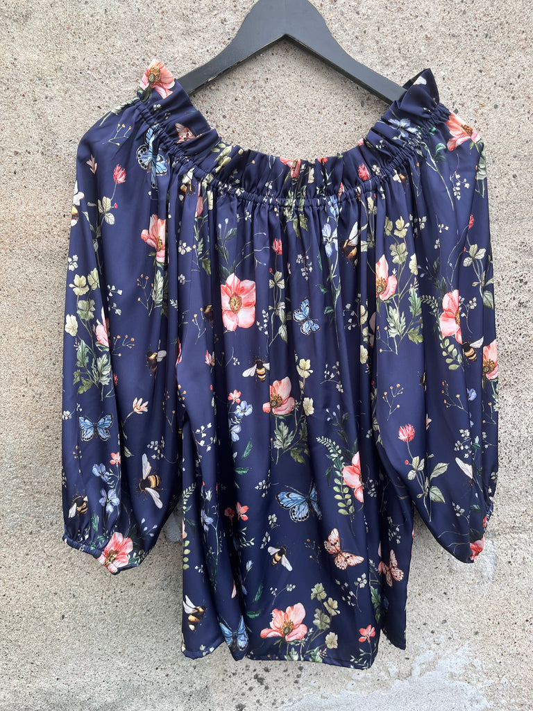Design By Laerke Elisabeth bluse flower navy
