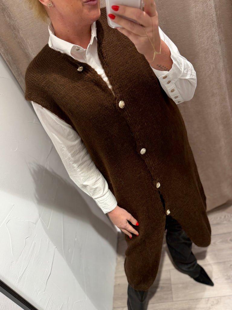 Boho Love B1297 strik lang vest brown