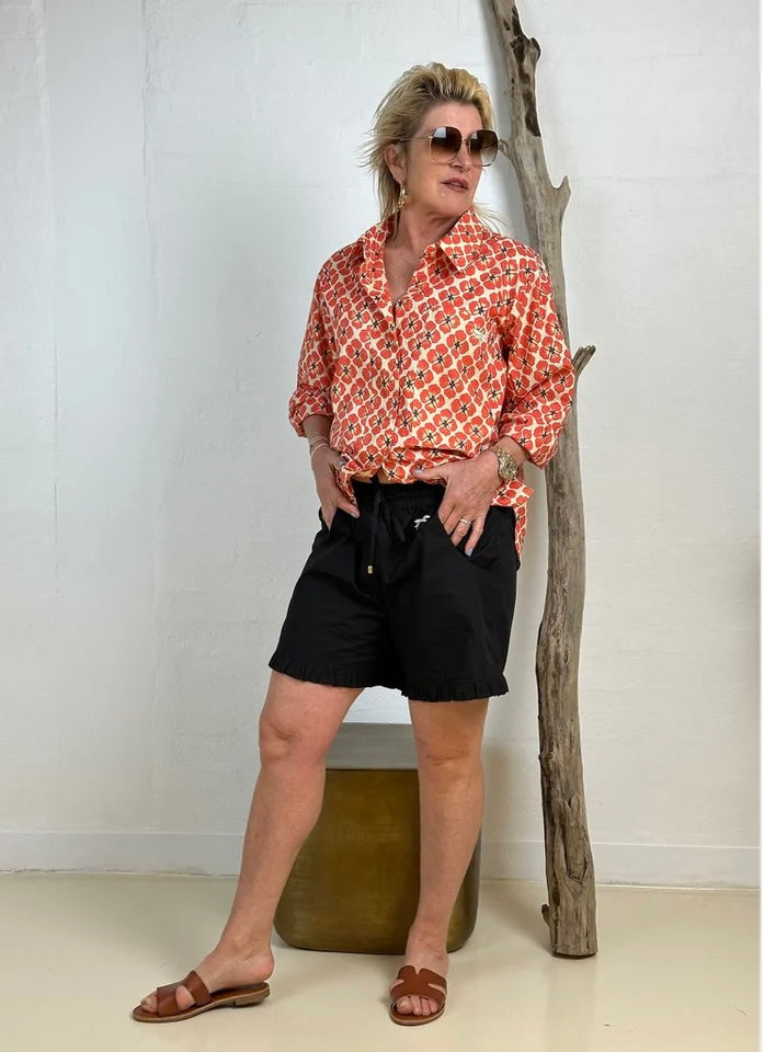 Gaspar 2501913 Honolulu poplin frill shorts black