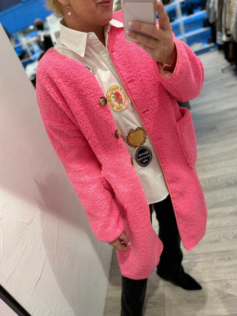 Boho Love B1316 Teddy long jacket pink