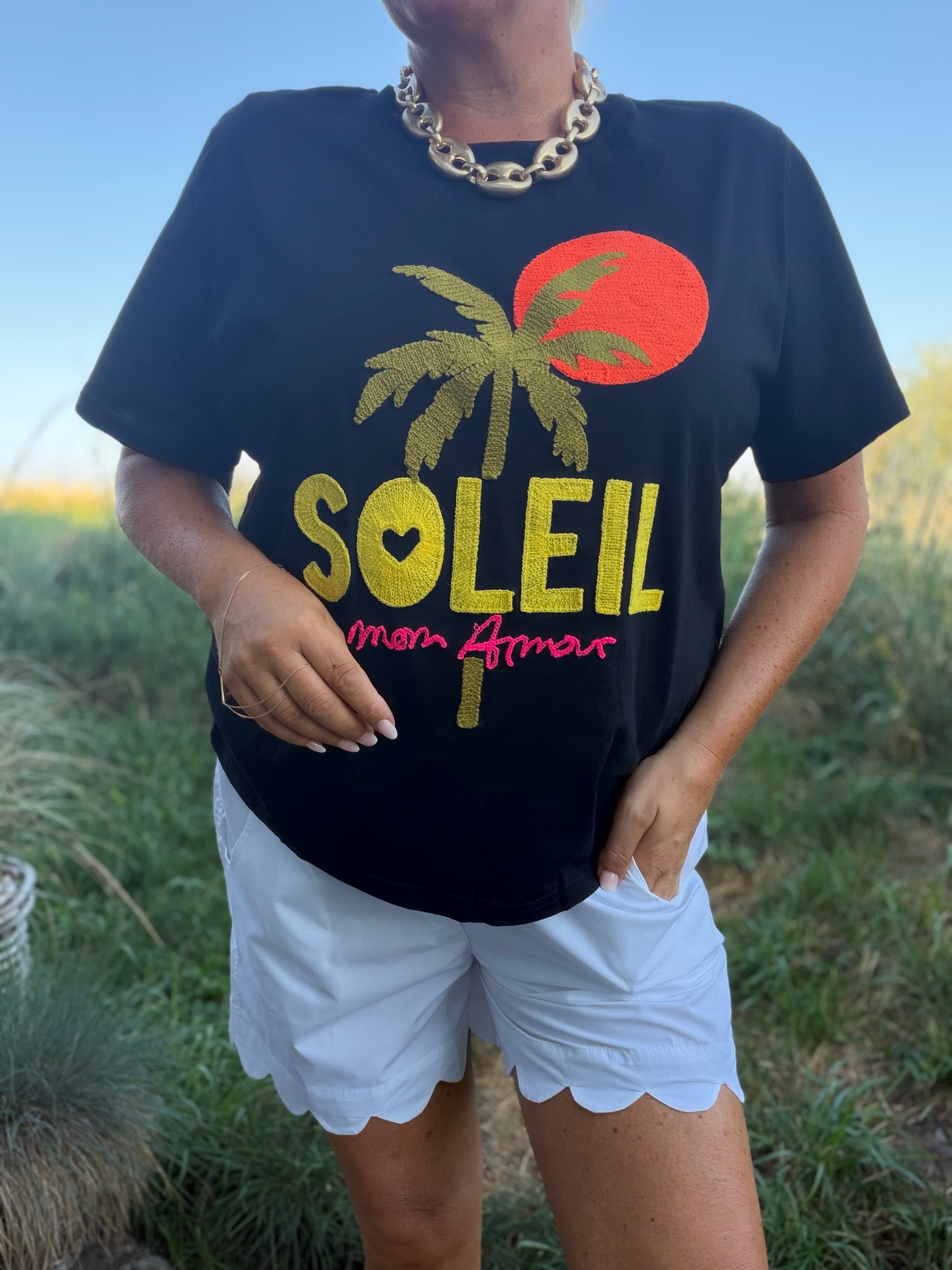 Soleil palm sun T-shirt black
