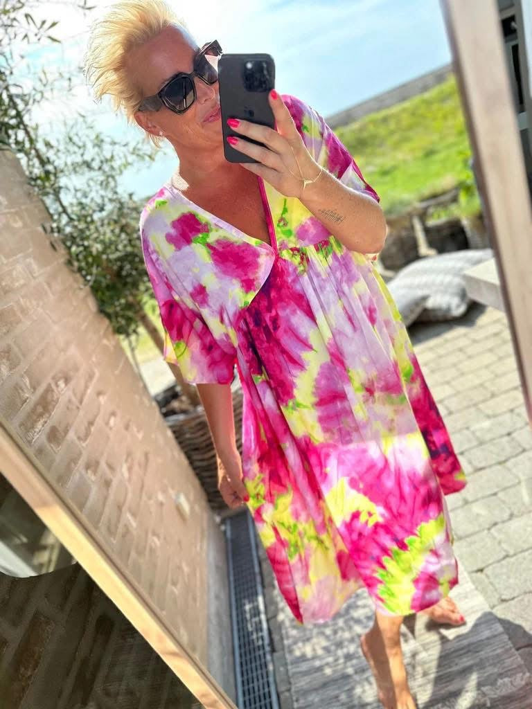 Olina dress painted mix flower