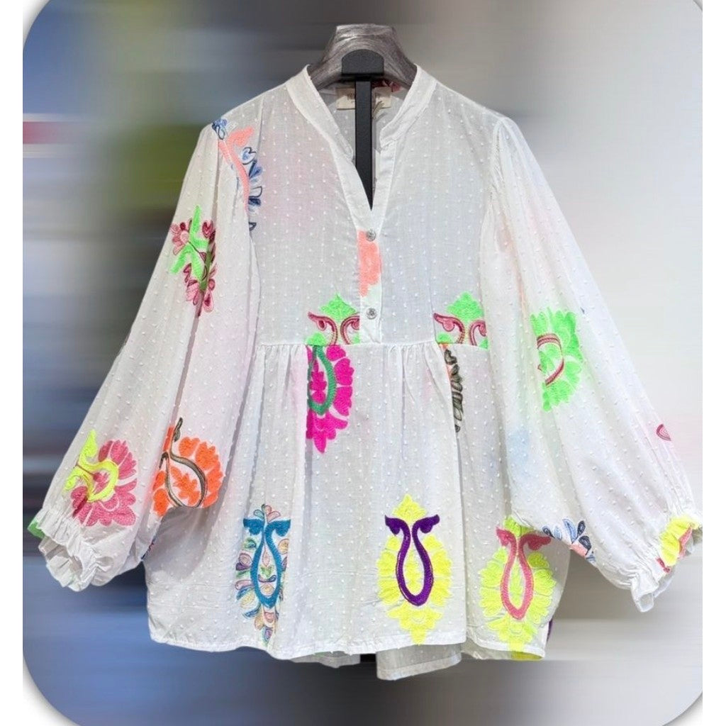 Boho Love B1351 Mix skjorte white