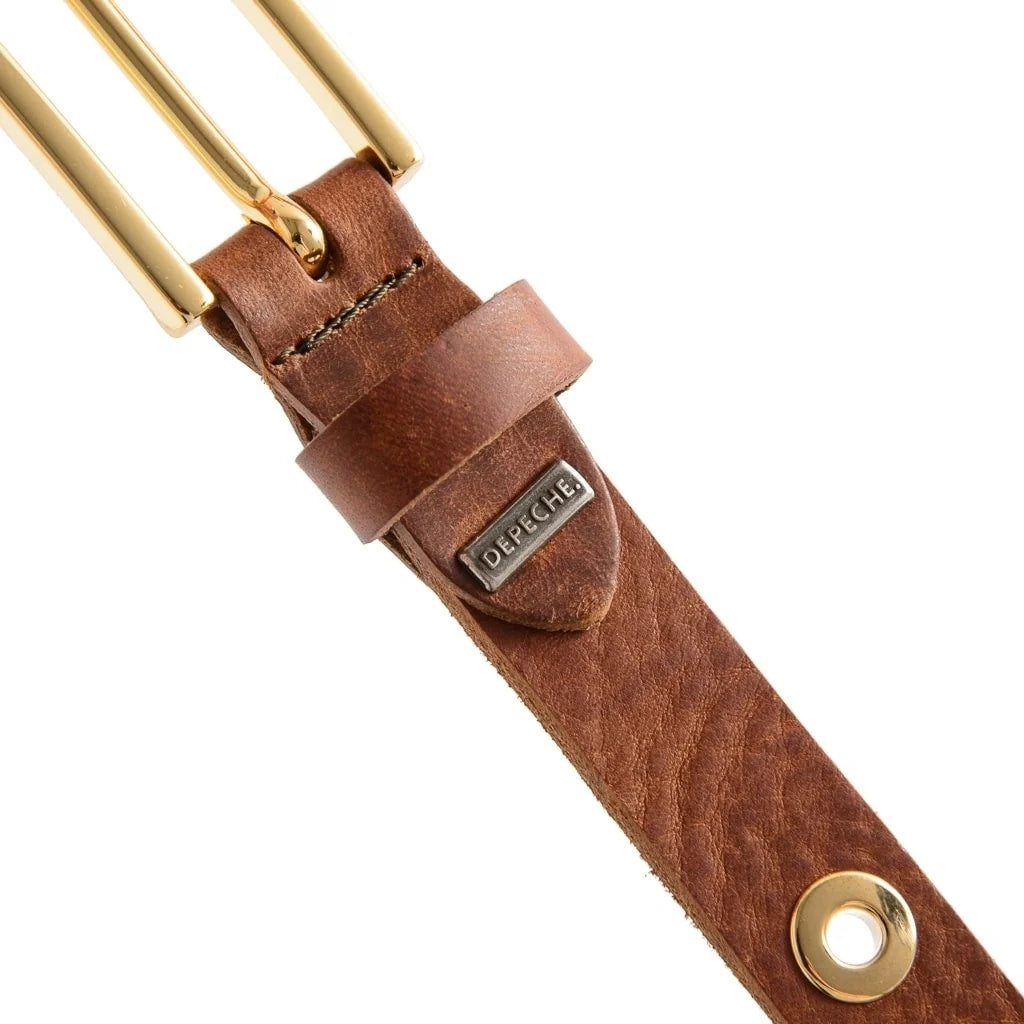 Depeche 11478 Narrow eyelet belt brown