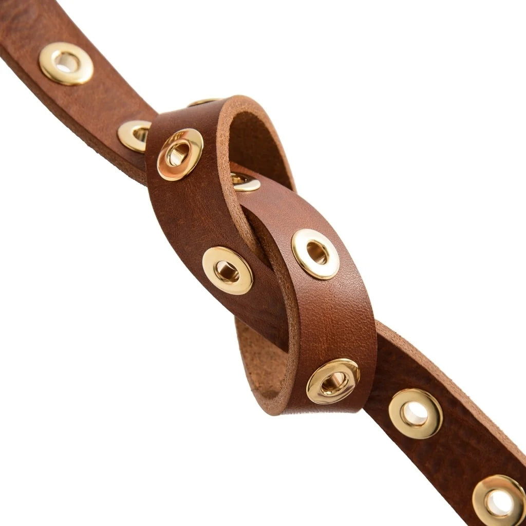 Depeche 11478 Narrow eyelet belt brown