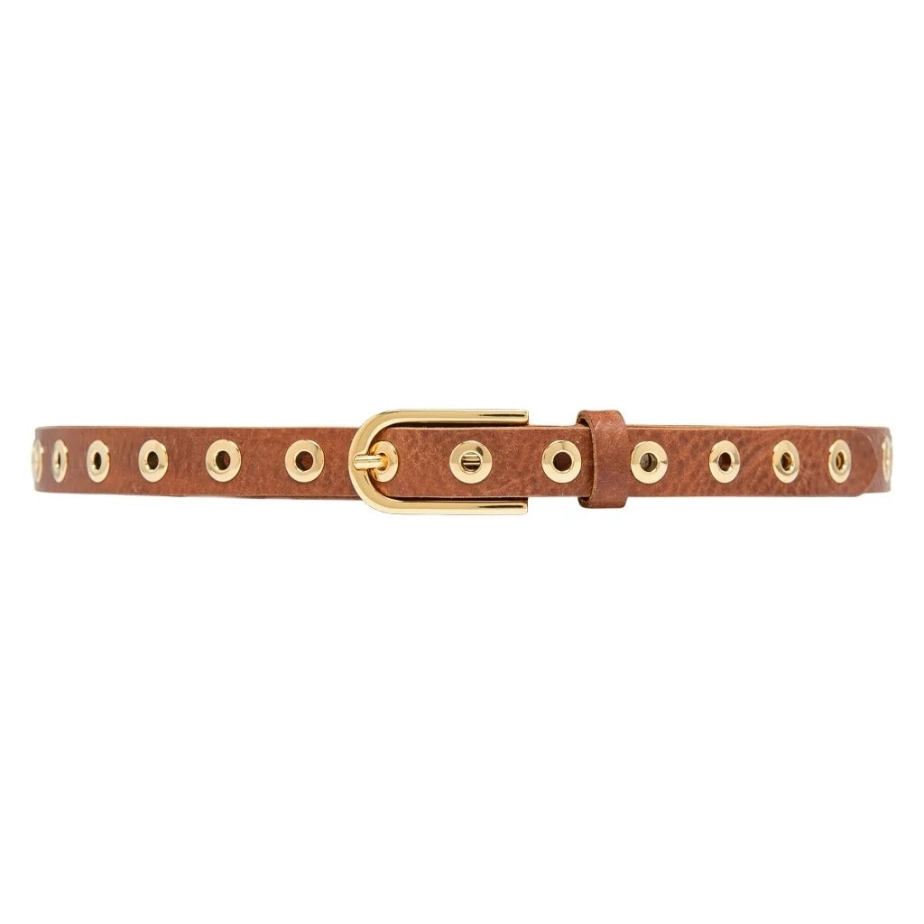 Depeche 11478 Narrow eyelet belt brown