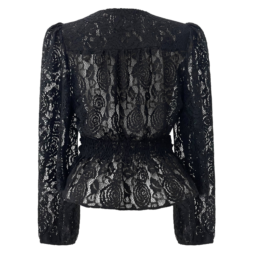 Liberte 22120 Tiki LS twist blouse black lace