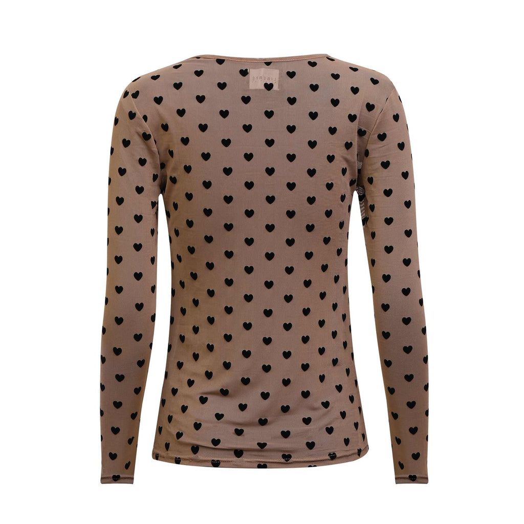 Liberte 22065 mesh LS T-shirt sand flock heart