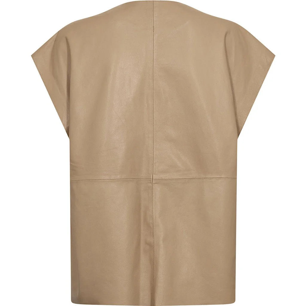 Depeche 51408 leather Eliza vest cream
