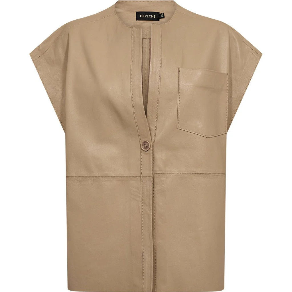 Depeche 51408 leather Eliza vest cream
