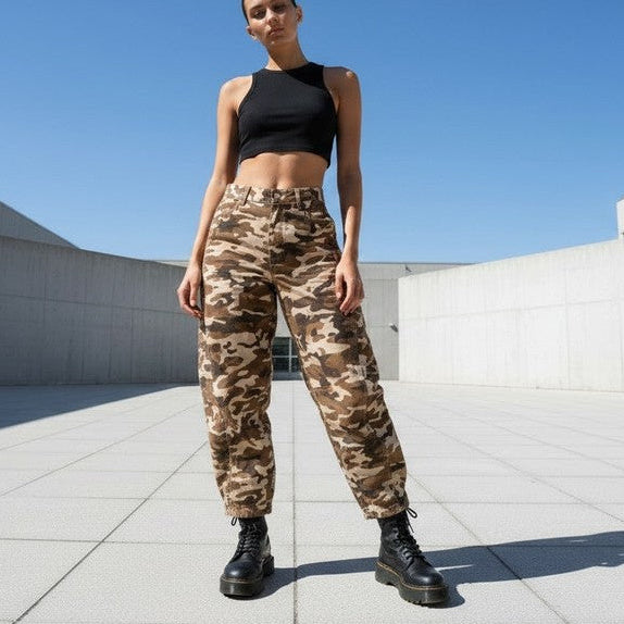 OM-HU Camo barrel pants sand