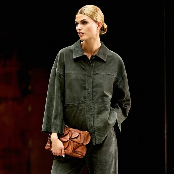 Depeche 51426 tonja oversize shirt suede khaki