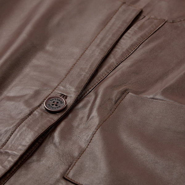 Depeche 51470 leather Eliza long vest coffee