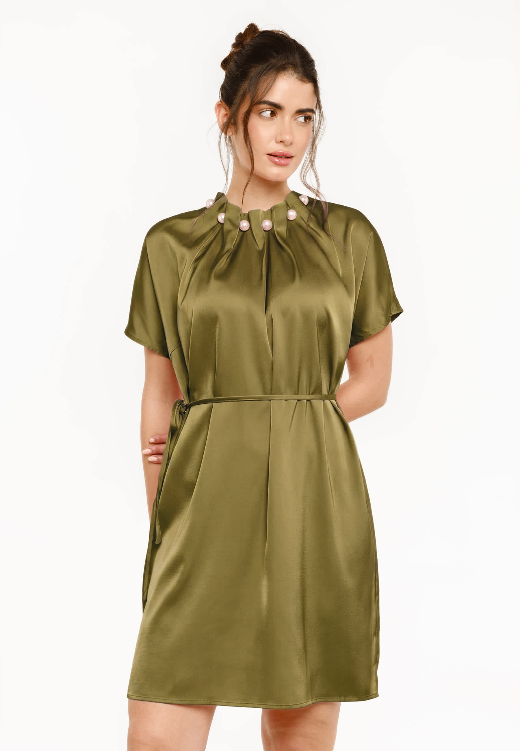 Liberte 22455 Pip pearl dress avocado
