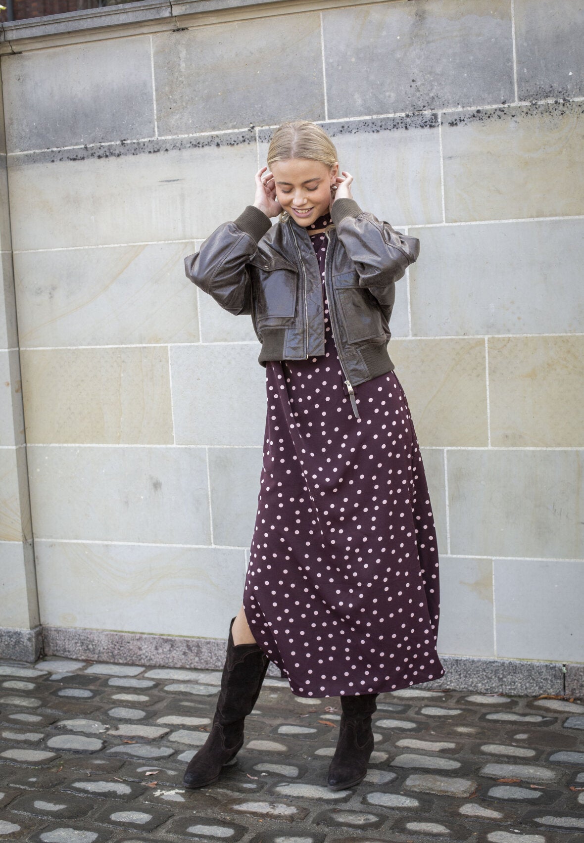 Love & Divine love1421 dot dress bordeaux