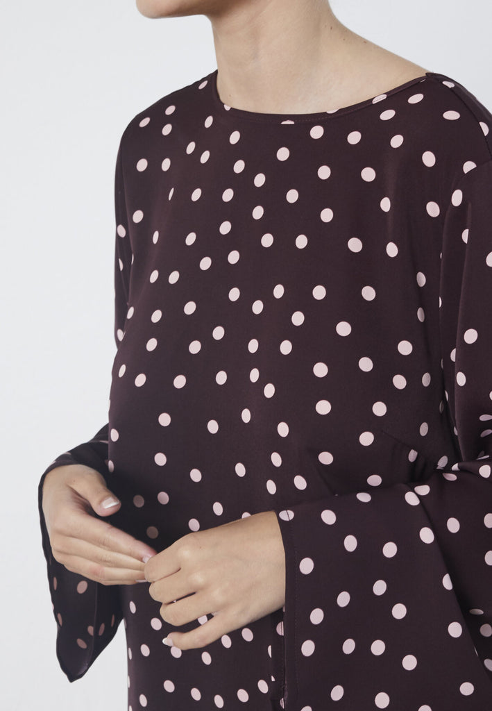 Love & Divine love1421 dot dress bordeaux