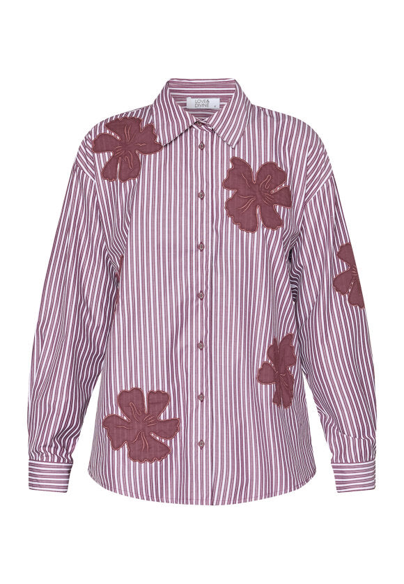 Love & Divine love1499 shirt bordeaux flower