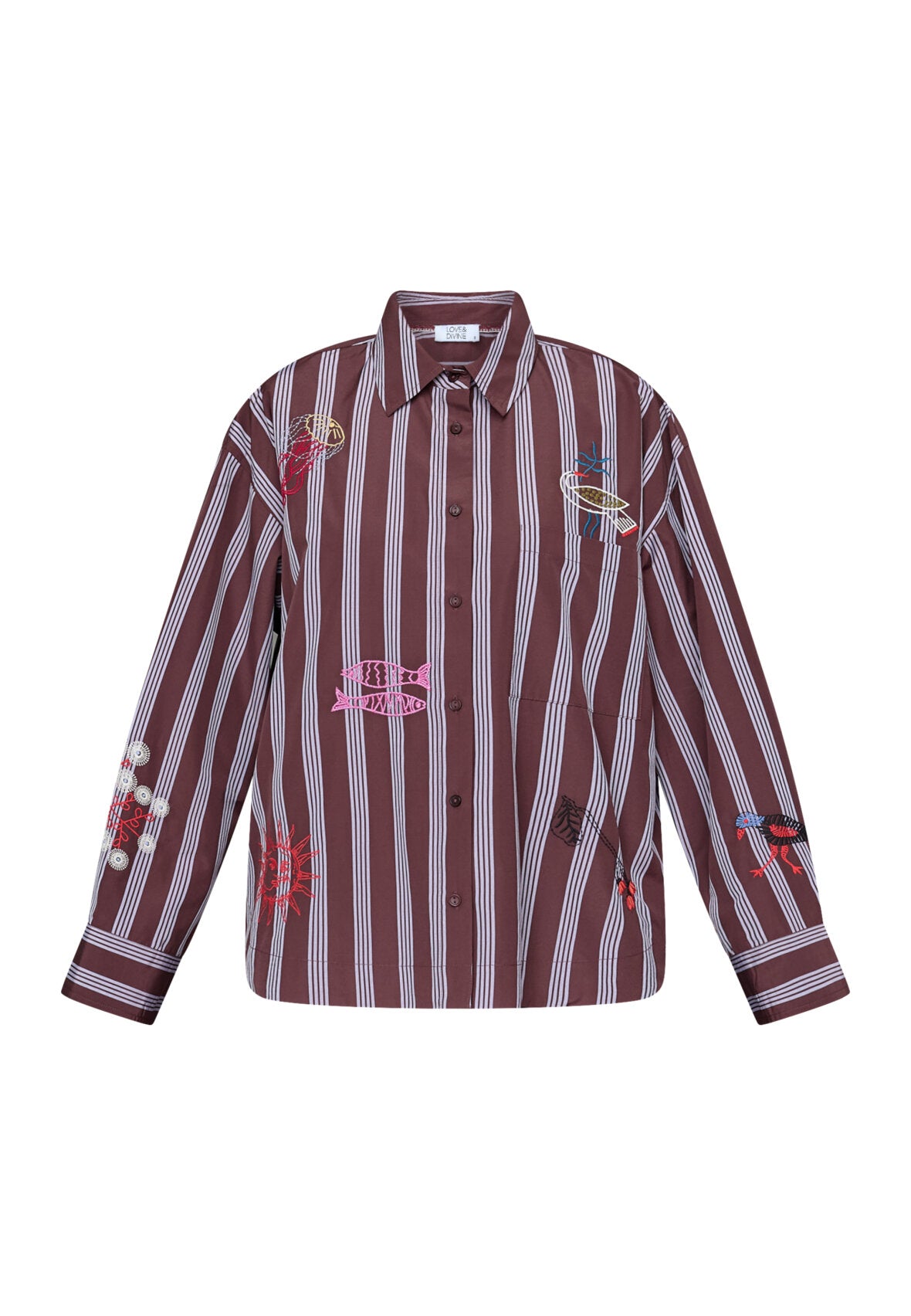 Love & Divine love1555-1 shirt stripe brown