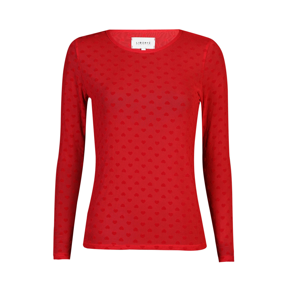 Liberte 22081 mesh top LS brown red red heart