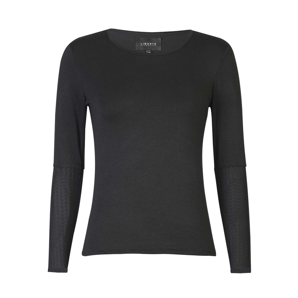 Liberte 21348 Isa LS blouse black wavy lines