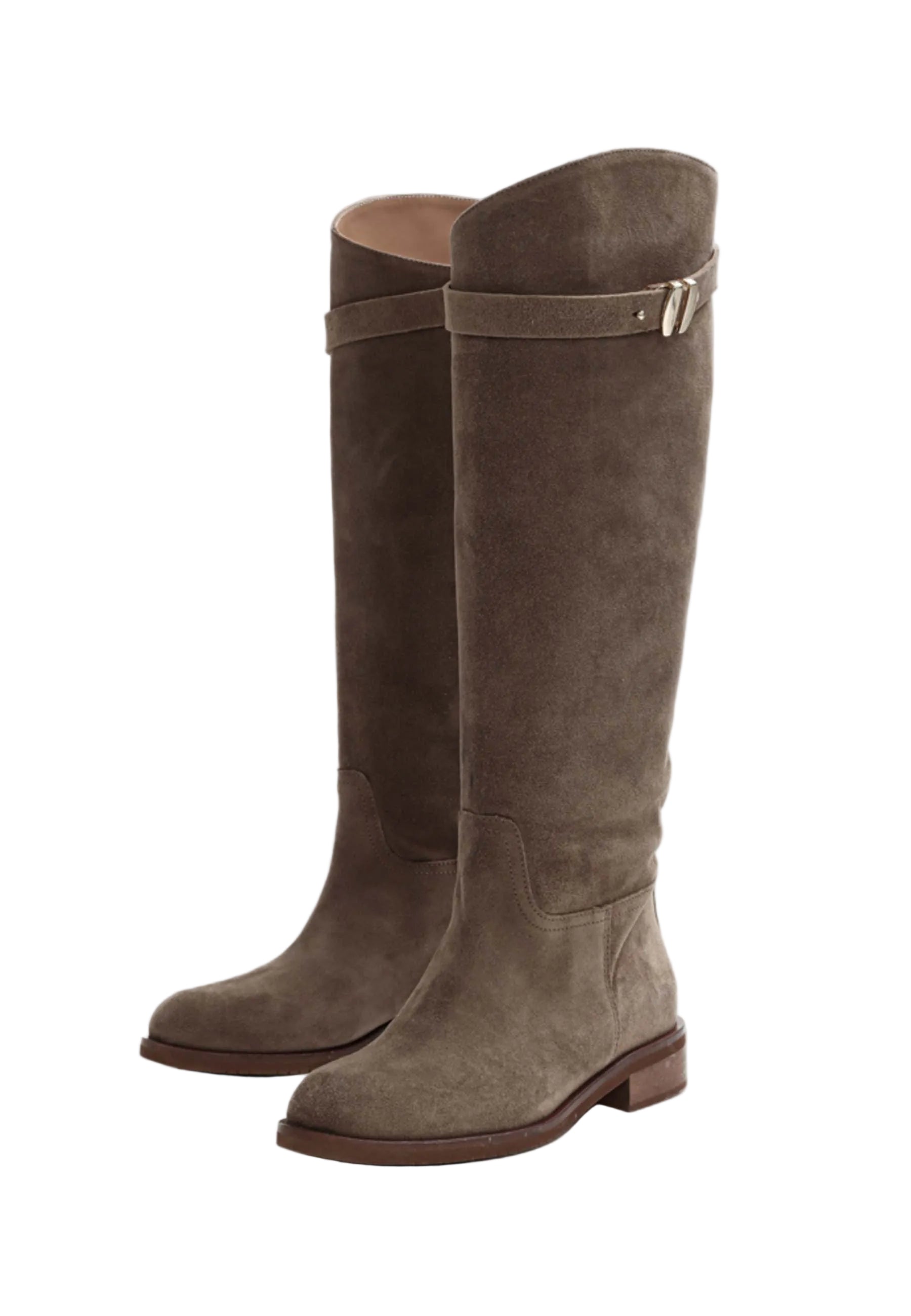 BUKELA Etta lang støvle suede taupe