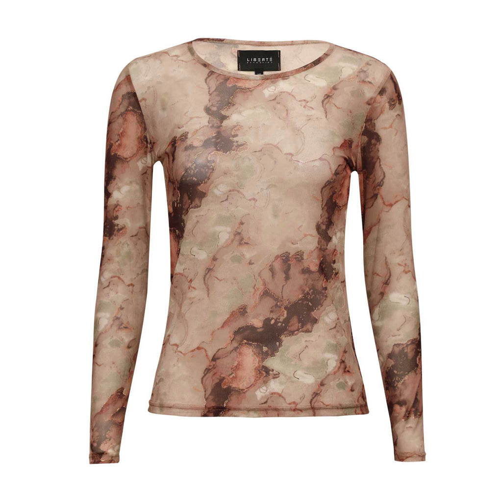 Liberte 22065 mesh LS T-shirt brown gold