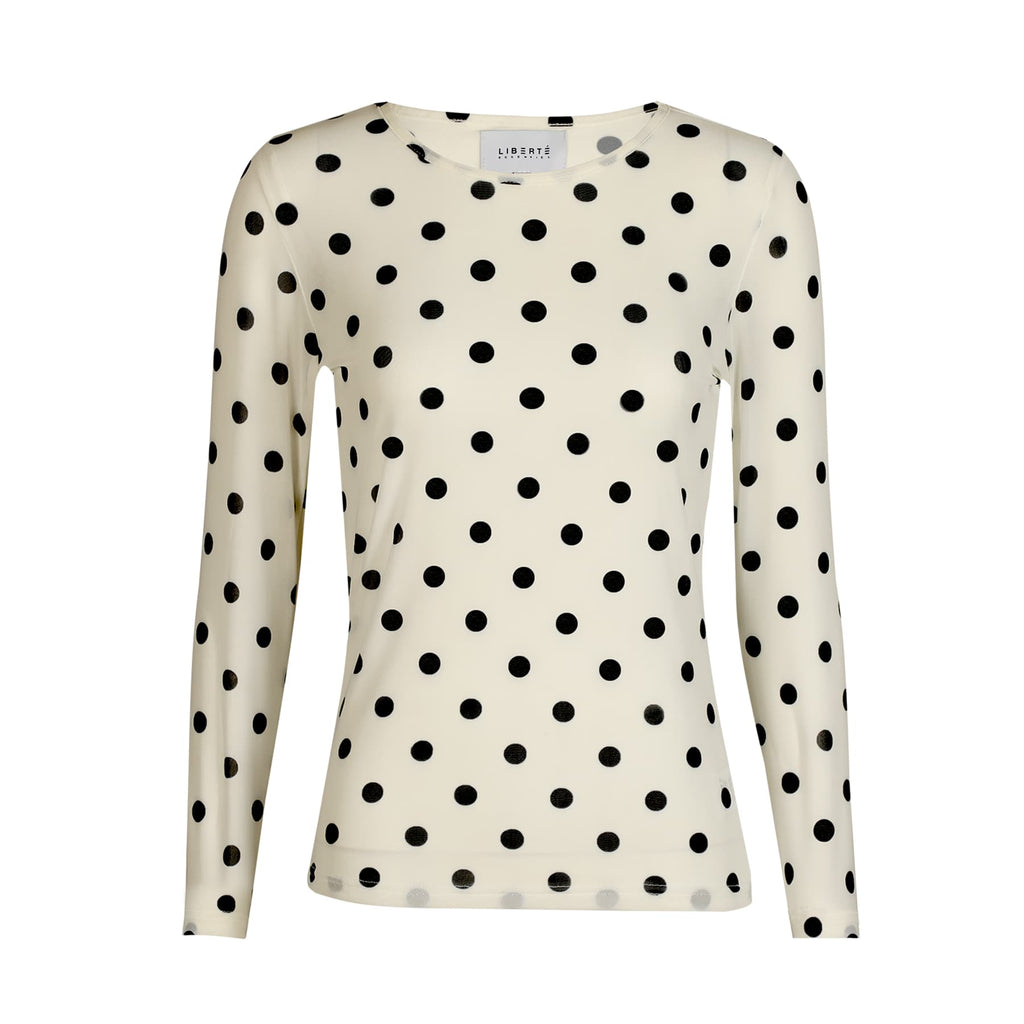 Liberte 22065 mesh LS T-shirt white BIG dot