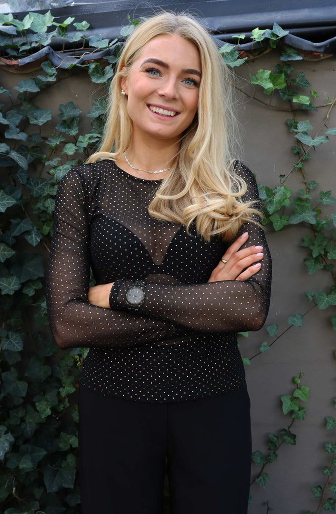 Liberte 22134 mesh T-shirt LS gold dot