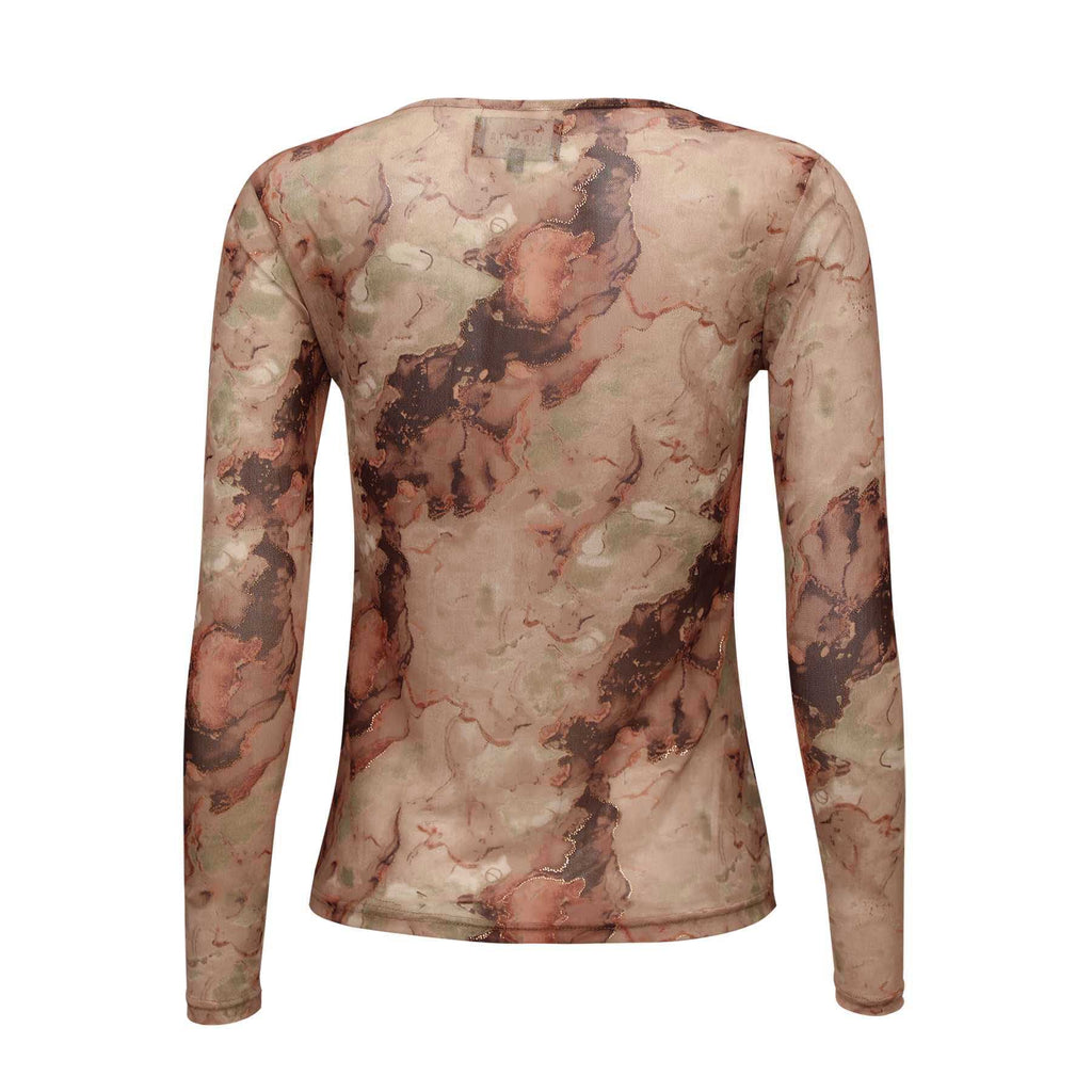 Liberte 22065 mesh LS T-shirt brown gold