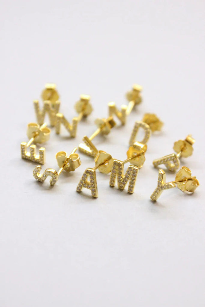 Pico M01014 Alphabet crystal stud gold E