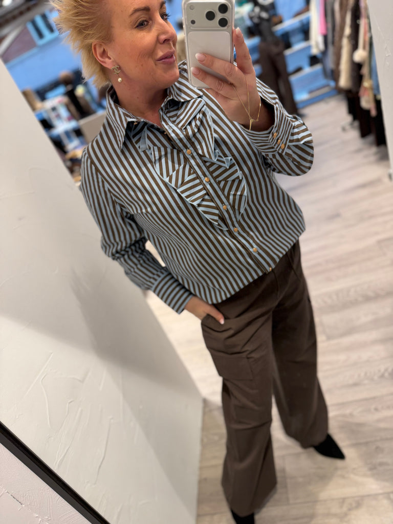 Gaspar 251337 Madison stripe skjorte brown