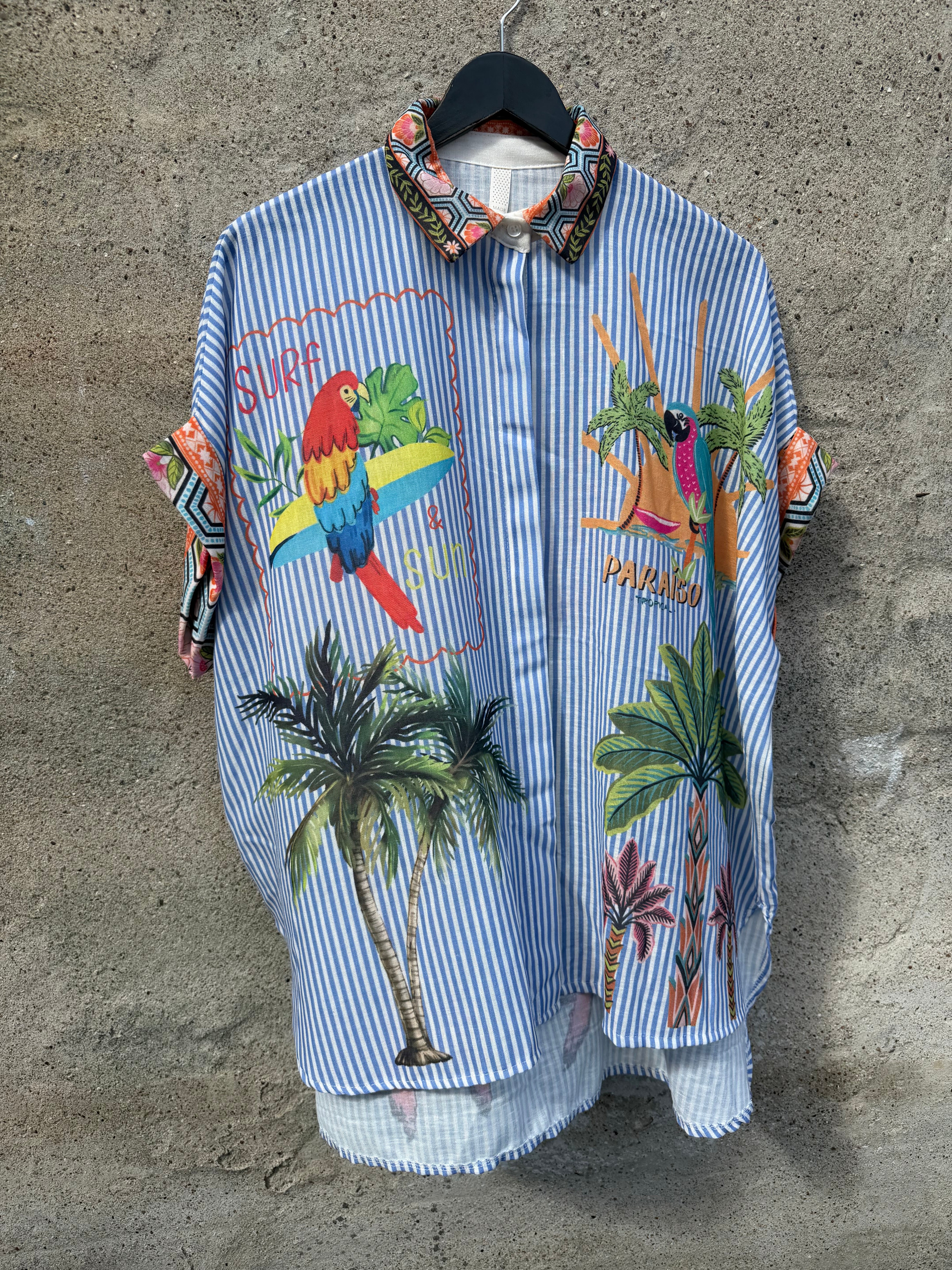 By Engbork Parrot shirt stripe blue