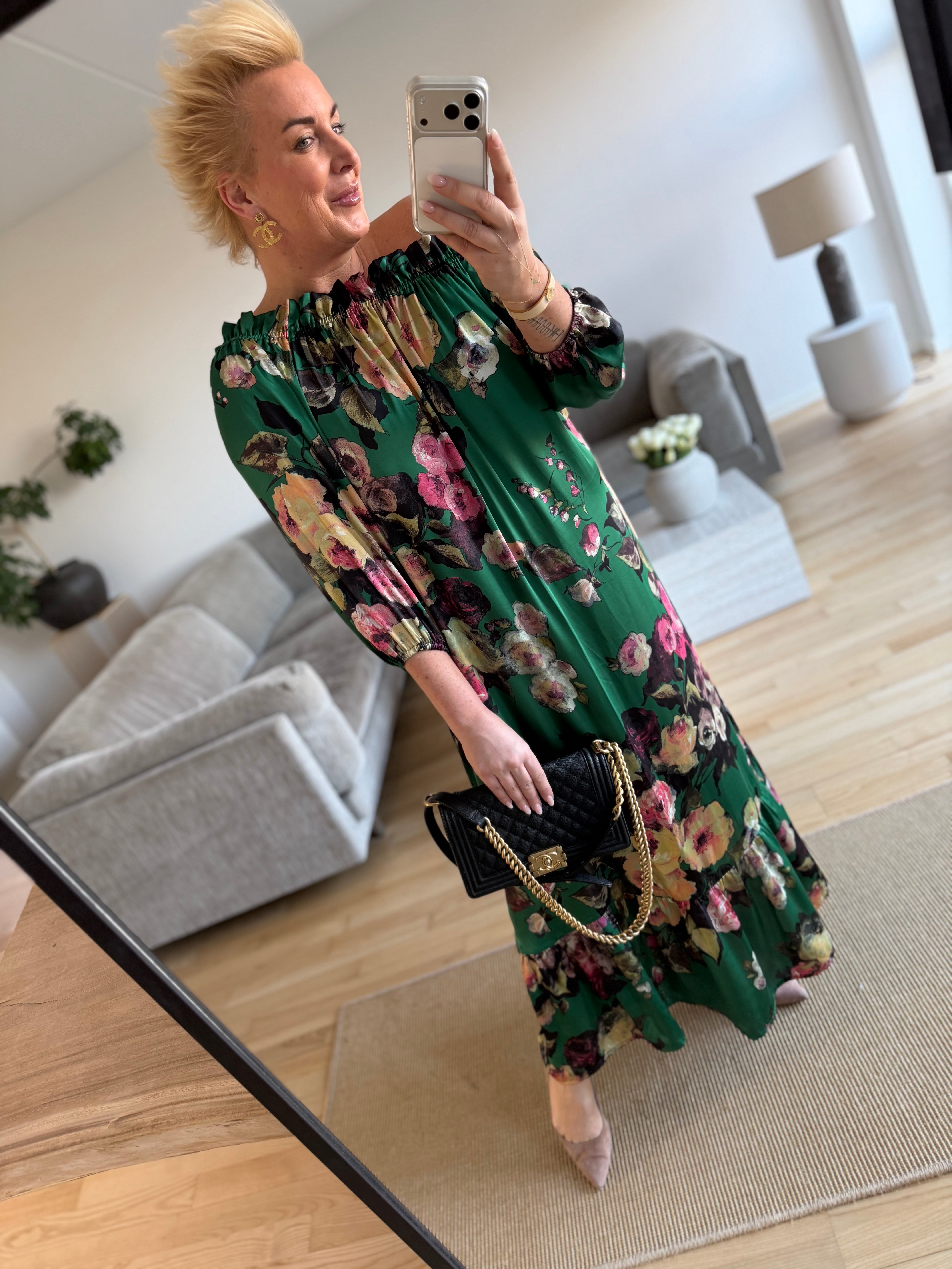 Design By Laerke Elisabeth long dress green bloom