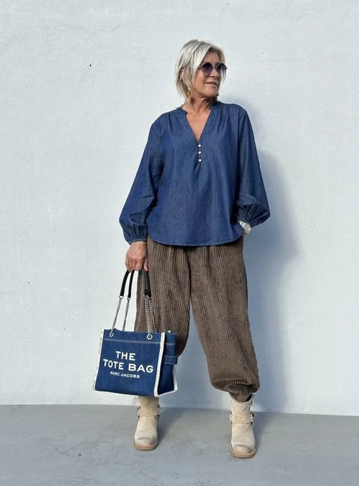 Gaspar 2510323 Læsø V-neck denim bluse