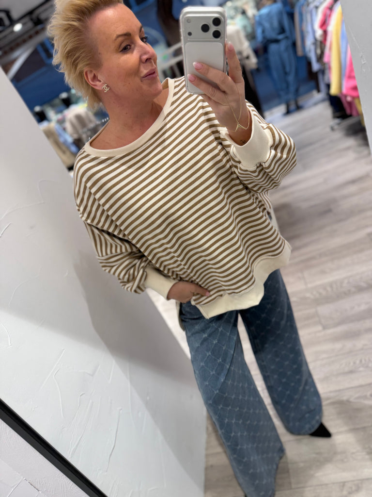 By Engbork Wilma bluse stripe brown