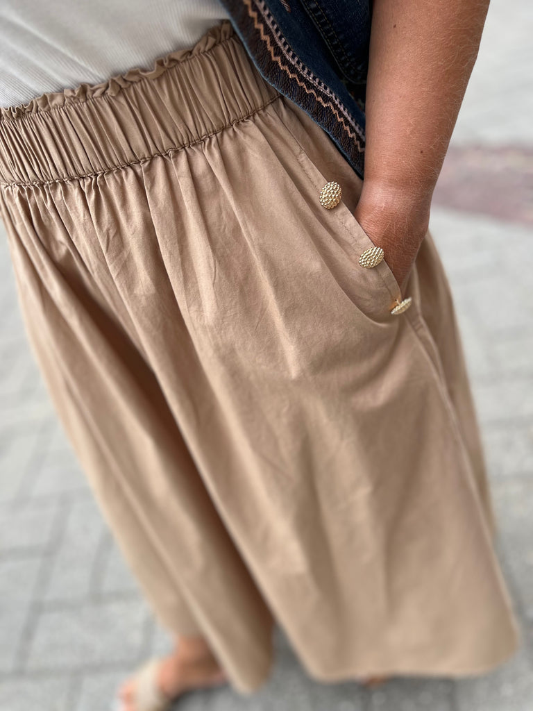 Gaspar 2501939 Vienna poplin skirt sand