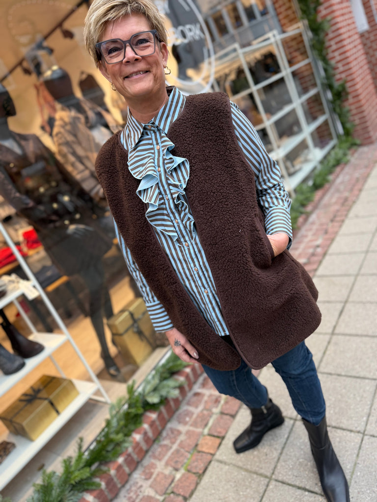 Gaspar 251337 Madison stripe skjorte brown