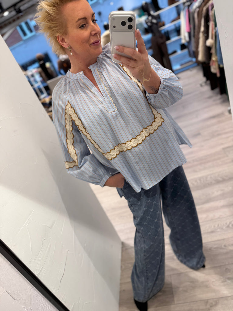 LECOCO 35002 Mellani skjorte stripe blue