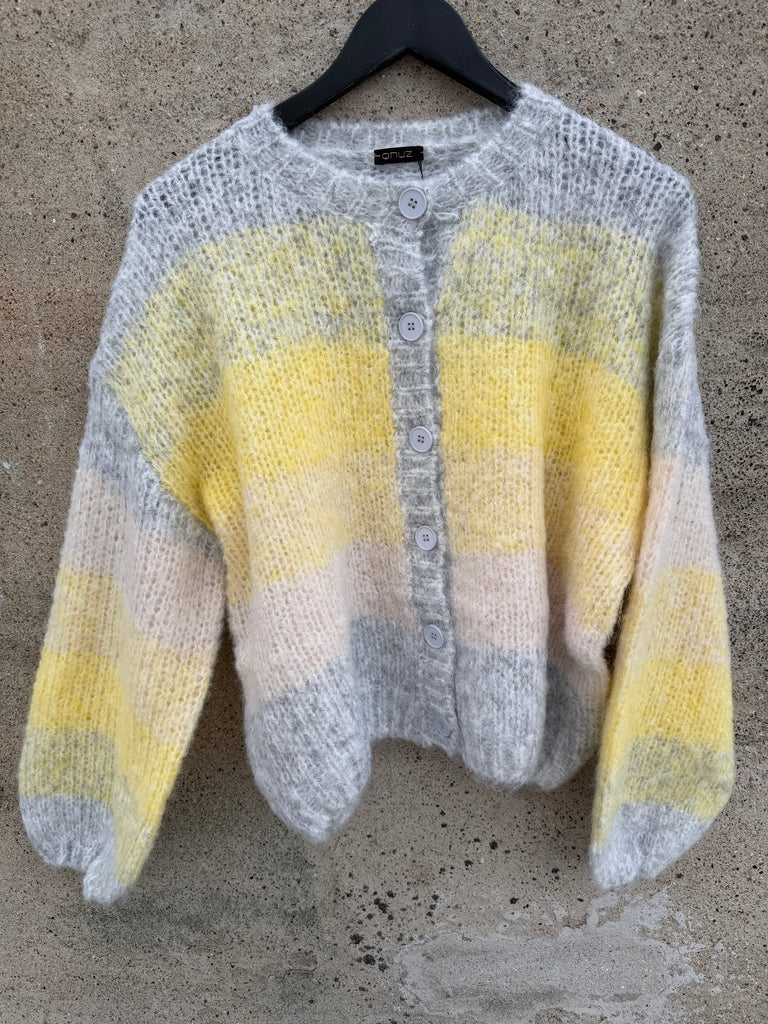 Qnuz 9267 cardigan striped yellow