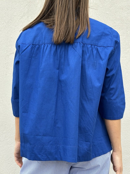 Gaspar 2601305 Porto blouse poplin royal