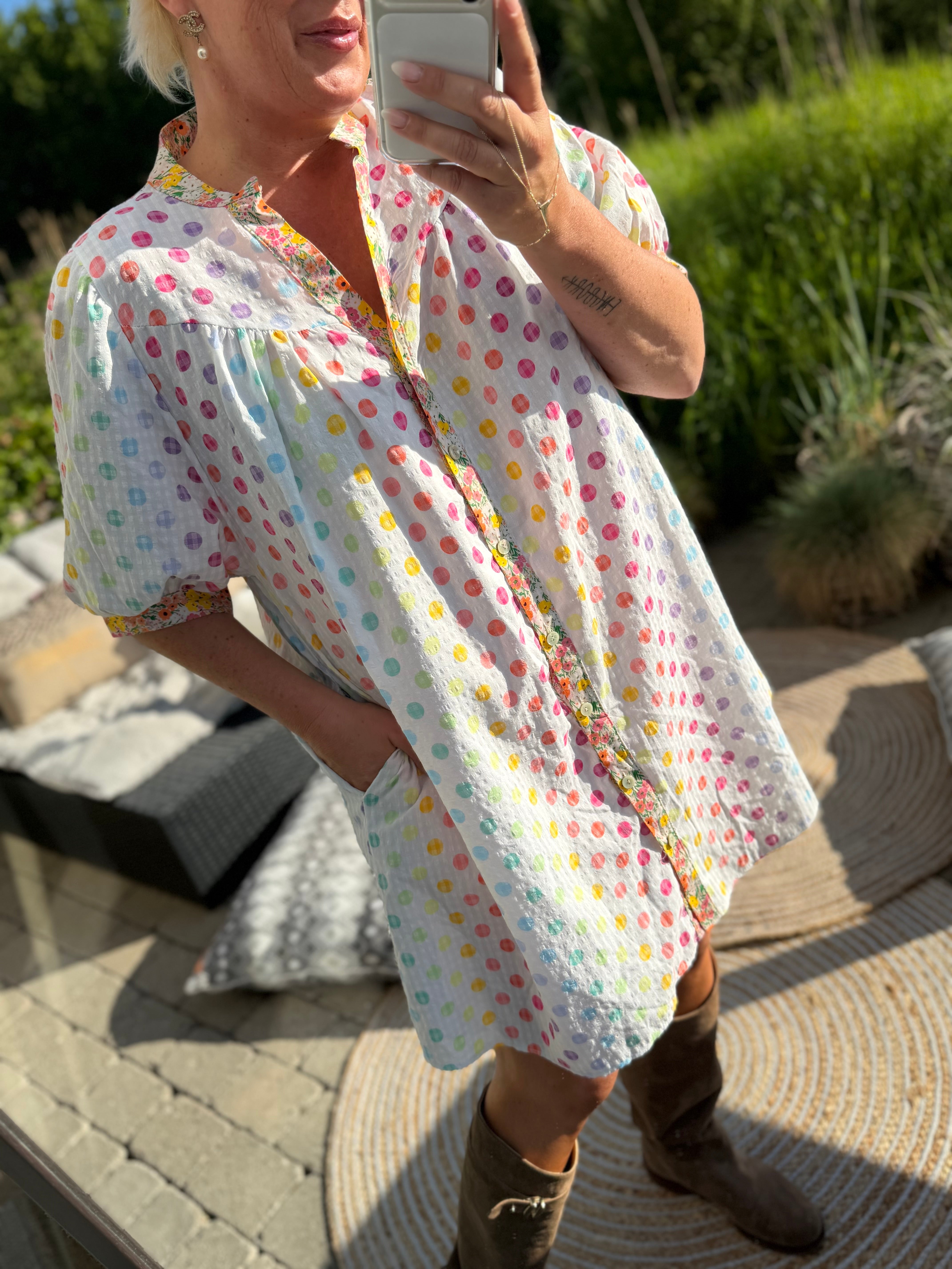 Boho Love B1379 tunic dots multi