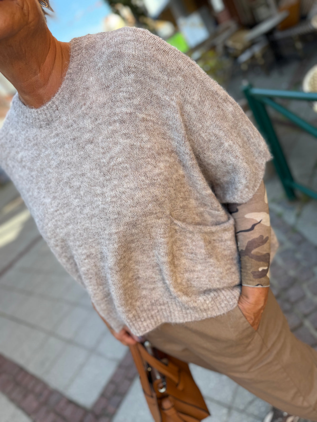 Boho Love B1422 strik bluse beige